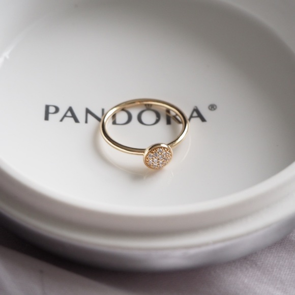 Pandora 14K Gold Dazzling Droplet Ring, Clear Cubic- size 56/us 7.5 58/8.5 - Picture 2 of 6